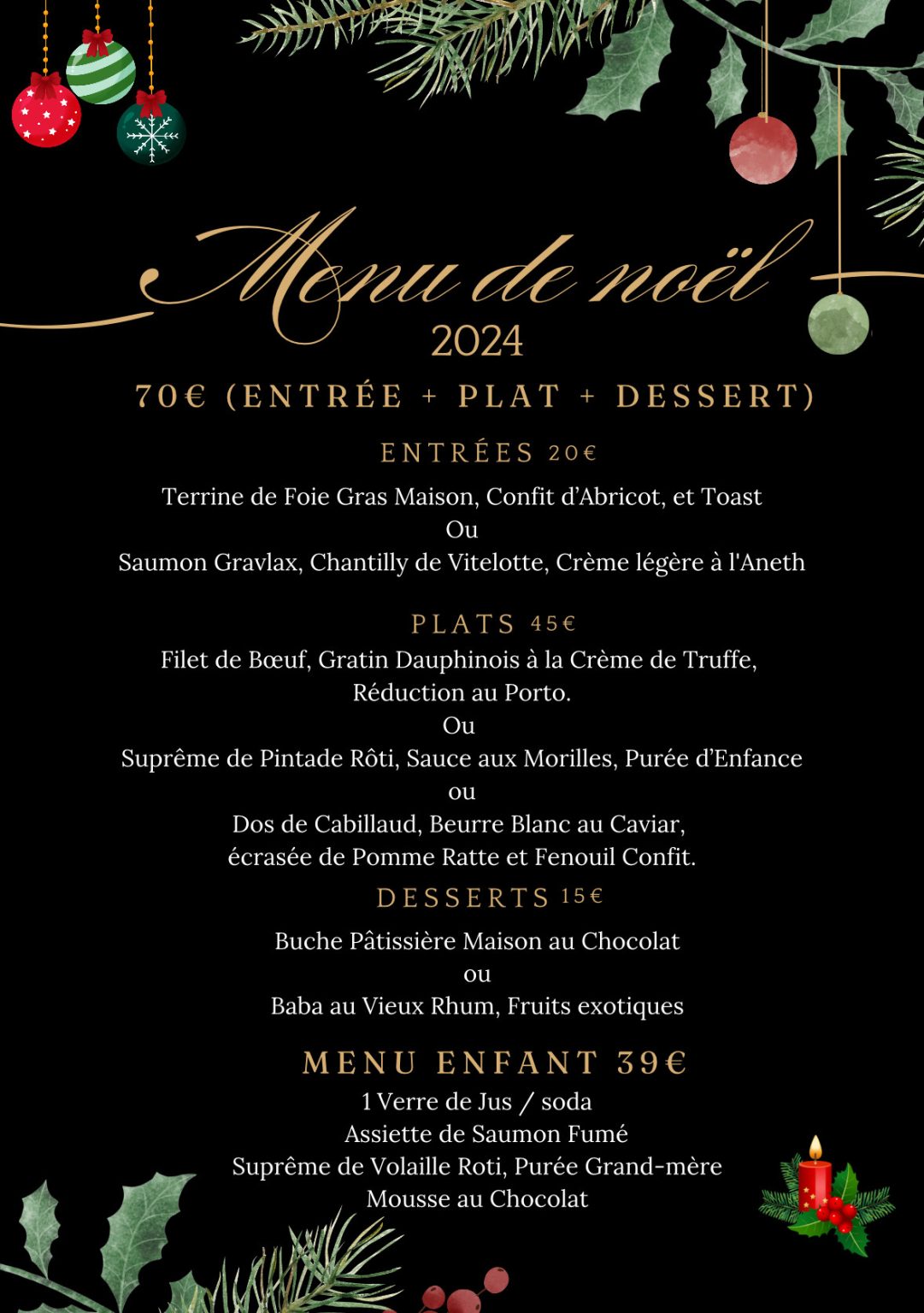 Les menus de Noël et du Nouvel An 2025 Restaurant L'interprete